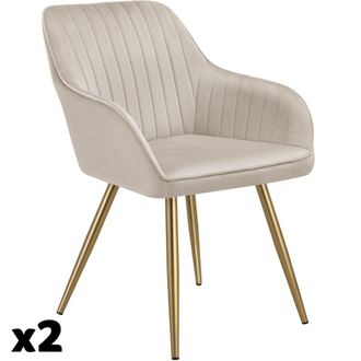 TecTake 2 sillas de comedor, aterciopeladas, 58 x 62 x 82 cm, gris topo/oro