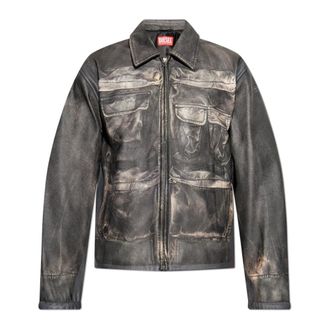 Diesel Leren jas L-Mayer - Heren - Leren en Su&egrave;de Jassen - Bruin - XL - Leer - Jassen