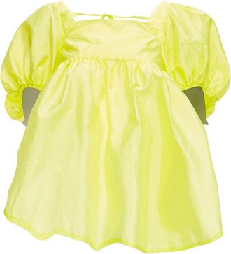 Cecilie Bahnsen 2021 Babett yellow textured puff sleeve babydoll top UK6 XS