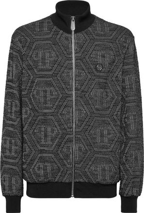 Philipp Plein Jacquard Jogging Jacket LS Monogram - Heren - Vesten met rits - Zwart - 4XL - Hoodies & sweatvesten
