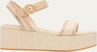 Gianvito Rossi 70mm Platform Linen Sandals