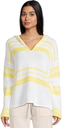 Splendid Blondie Hooded Sweater Womens Sweater White/Buttercup : XL (Womens 14-16), Acrylic/Cotton