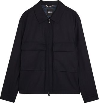 BOSS Boss Wool Overshirt - Navy - 54 (UK44 / Xxl)