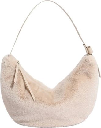 Generic Compatible For Womens Faux Furs Handbag Comfortable Fuzzy Shoulder Crossbody Purse(Beige)