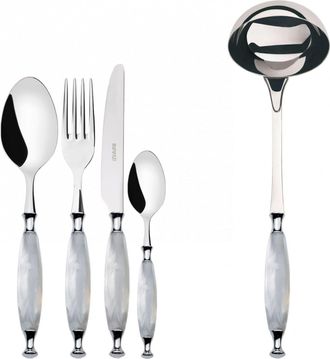 Bugatti Country Ghiera Cromata, Posate Set 49 Pz, Scatola Legno Weng&egrave;, Casa Bugatti - Colore: Bianco