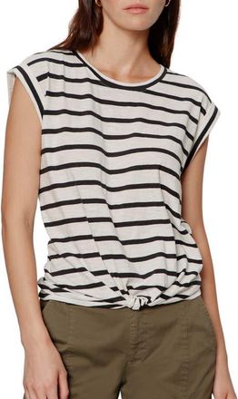 Sanctuary Knotted Muscle T-Shirt in Chalk White/Black Stripe at Nordstrom, Size X-Small