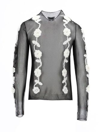 Ganni Recycled Polyamide Mesh Mesh Top - Black