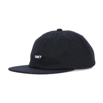 Obey Zwarte Twill Platte Klep Strapback - Heren - Petten - Zwart - ONE Size - Katoen - Accessoires