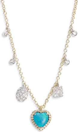 Meira T Heart Charm Necklace in Yellow at Nordstrom, Size 18