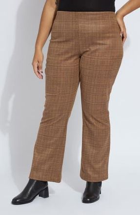 Lyss&eacute; Neoprene Baby Bootcut Pants in Warm Brown Plaid at Nordstrom Rack, Size 1X