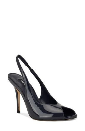Nine West Pretta Slingback Peep Toe Pump in Dark Blue at Nordstrom, Size 10.5
