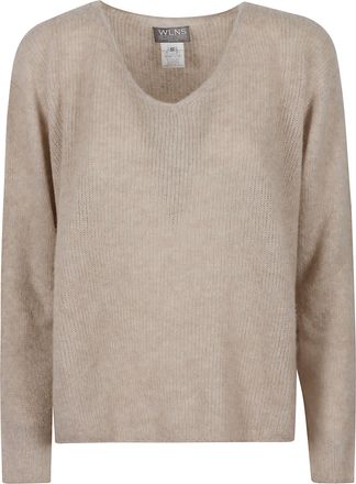 Wlns Cashmere Ladies Plain Knitted V-Neck Sweater