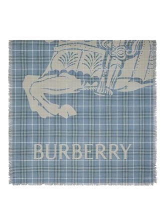 Burberry Signature knight motif scarf - unisex - Wool - OS - Blue