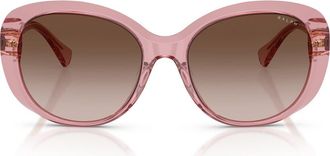 Ralph Lauren 56mm Gradient Round Sunglasses in Transparent Violet /Brown at Nordstrom