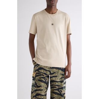 Givenchy Slim Fit 4G Embroidered Cotton T-Shirt in Light Beige at Nordstrom, Size Xxx-Large