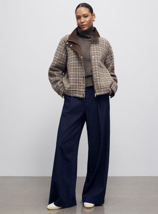 Contemporaine Womens Cropped felted reprocessed wool coat