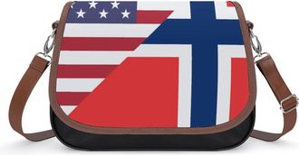 Generic U.S. Norway Flag Crossbody Bags for Women Fashion Leather Shoulder Handbags With Adjustable Strap