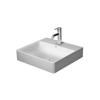 Duravit Lavabo Duravit Durasquare, Lavabo Para Muebles 50x47cm, 2 Agujeros Para Grifos, Sin Rebosadero, Con Banco Con Agujeros Para Grifos, Color: Blanco Con 