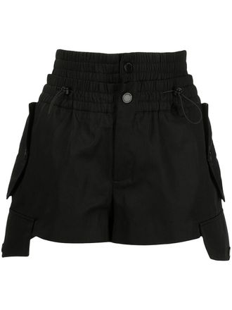 Monse smocked-detail cargo shorts - women - Nylon - 0 - Black