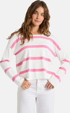 Lieblingsst&uuml;ck Rundhalspullover LIEBLINGSST&Uuml;CK MarciEP, Damen, Gr. 4XL, lovely pink, Strick, Obermaterial: 72% Viskose, 28% Polyester, gestreift, h&uuml;ftlang, Rundhals,