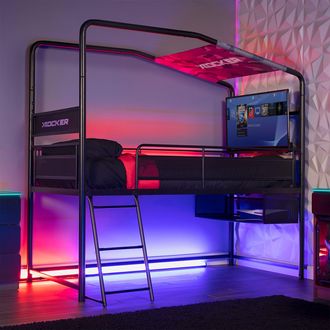 X Rocker Contra Mid Sleeper Bunk Bed with 32 TV Mount & Underbed Storage in Black | Size: Single