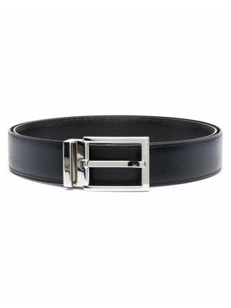Ferragamo Black Rectangular Buckle Cut To Size Belt