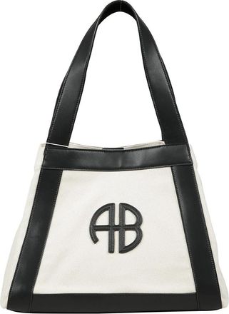 Anine Bing Canvas Handtas met Leren Banden - Dames - Schoudertassen - Beige - ONE Size - Katoen - Tassen