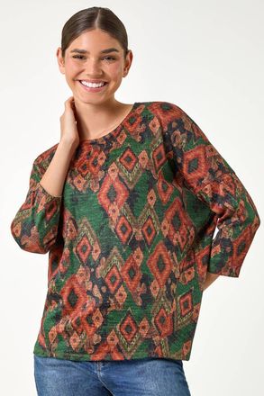 Roman Abstract Aztec Print Top