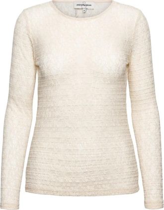 &Co Woman Tris Kant Top - Dames - Longsleeves - Beige - XL - Polyester - Tops