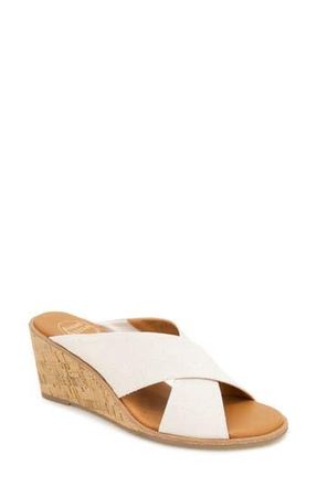 Andr&eacute; Assous Bryana Wedge Sandal in Beige Linen at Nordstrom Rack, Size 8.5