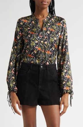 Cinq &agrave; Sept Windswept Meadow Rosella Button-Up Shirt in Black/multi at Nordstrom Rack, Size X-Small