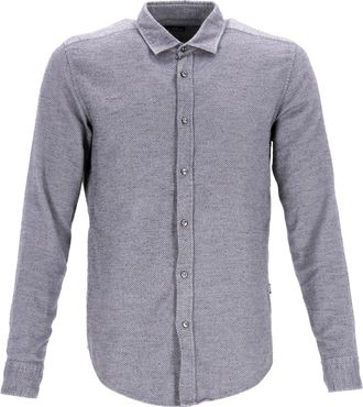 BOSS Boss Hug Boss Slim Fit Buttoned Shirt in Grey Cotton