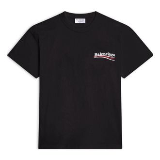 Balenciaga (WMNS) Balenciaga Political Campaign Logo Short Sleeve T-Shirt Black 612964TKVJ11070