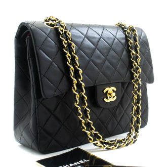 Chanel Timeless - Classic Double Flap Leather Black Leather Handbag (Pre-Owned)