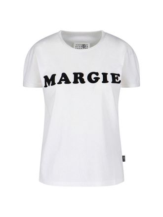 Maison Margiela White Margie Bold Print Cotton T-Shirt