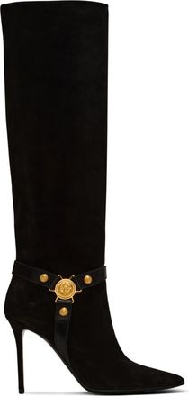 Balmain Slouchy Suede Heeled Eva Boots - Dames - Laarzen met Hak - Zwart - 40 EU - Leer - Schoenen