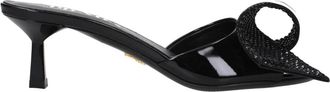 Prada Black Leather Sandal with Mid Heels