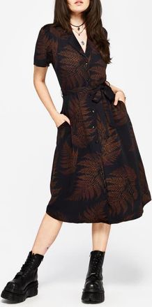 Disturbia Ruin Fern Printed Midi Dress in Black at Nordstrom, Size 4