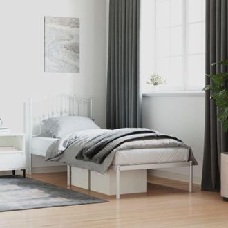 vidaXL Giroletto con Testiera Metallo Bianco 90x190 cm - Vidaxl