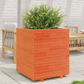 vidaXL Jardinera Madera Maciza De Pino Marr&oacute;n Cera 60x60x72,5 Cm Vidaxl