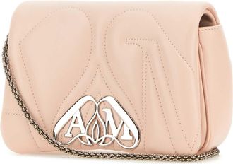 Alexander McQueen Womens Pastel Pink Leather Mini Seal Clutch Clay