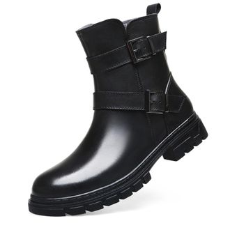 Generic Mens Boots Fashion High Top Motorcycle Boots Waterproof Boot for Men (Black,11.5)