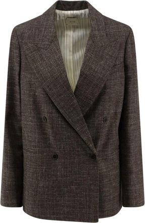 Alysi M&eacute;lange Double-breasted Blazer - Dames - Blazers - Bruin - M - Wol - Jassen