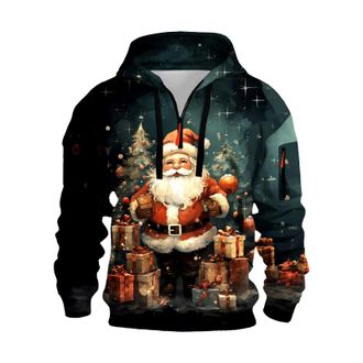 Generic Mens Christmas Hoodies Xmas Santa Claus Graphic Zip Up Cargo Jumpers Tactical Sweatshirts Long Sleeve Pullover Holiday Presents Gifts 2025, Za1-Black,