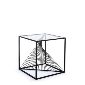 Decorspace Tavolino espiral Struttura In Acciaio E Piano In Vetro Per Arredamento -classic / 48 X 48 Cm