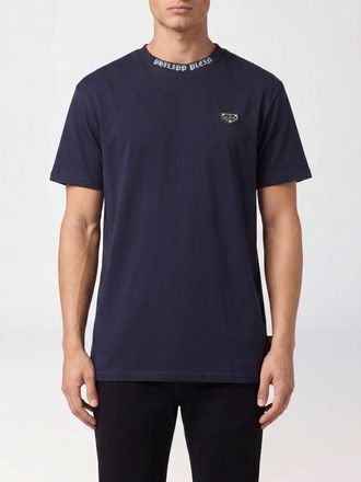 Philipp Plein T-shirt in cotone con placca logo metallica applicata sul petto