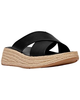 FitFlop Fitflop F-Mode Espadrille Leather Flatform Cross Slide