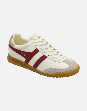 Gola Womens Torpedo Leather Womens Trainers - Off White Deep Red - Size: 3