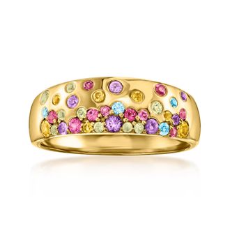 Ross-Simons Scattered Multi-Gemstone Ring in 18kt Gold Over Sterling