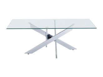 Vente-Unique Tavolino in Vetro temperato e Metallo cromato Trasparente - COSIMA